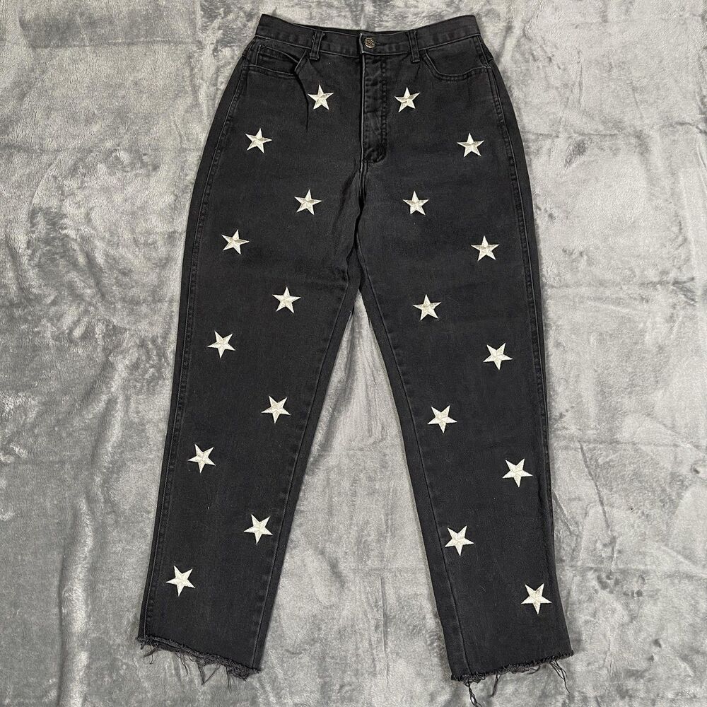 Vintage Fredericks Of Hollywood Jeans Size 9/10 Star Embroidered Y2K 90s Raw Hem